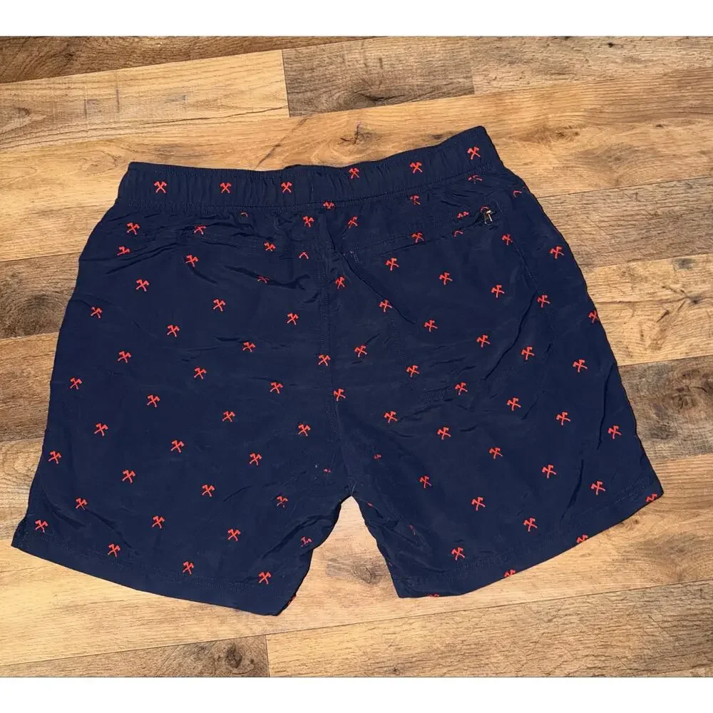 The north face men’s navy & red swimming trunks